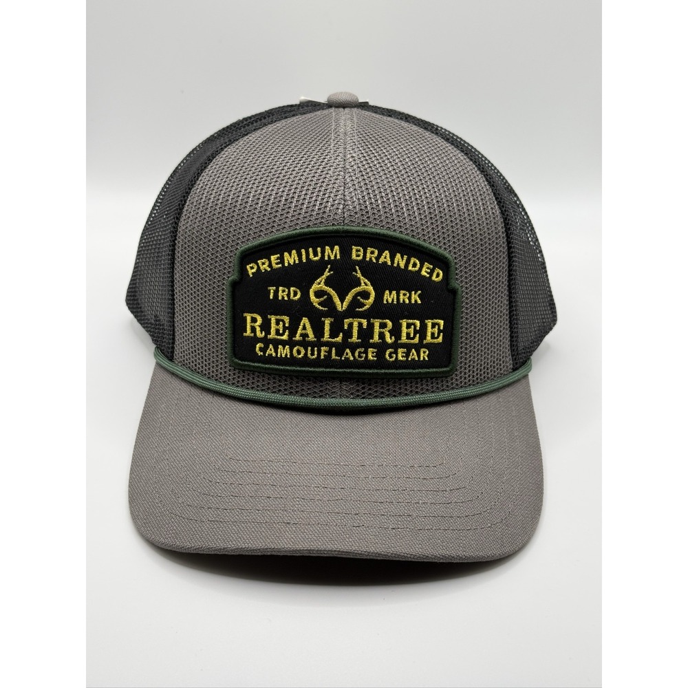 Realtree Camouflage Gear Trucker Hat Grey Black Snapback Mesh OSFM New